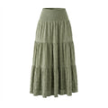 Smocked Waist Tiered Crinkle Maxi Skirt - Green