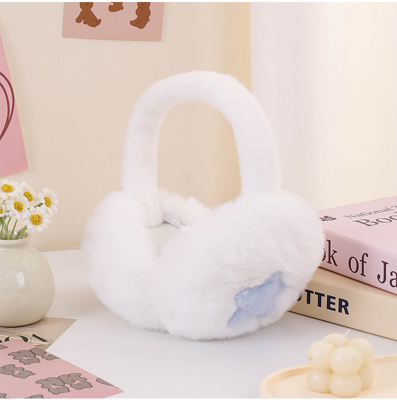 Star Accent Fluffy Plush Earmuffs - Blue