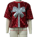 Sequin Game Day Oversized Tee - Bow