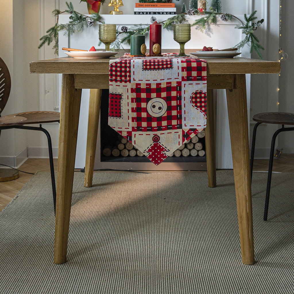 Christmas Table Runner in Festive Holiday Prints - Button