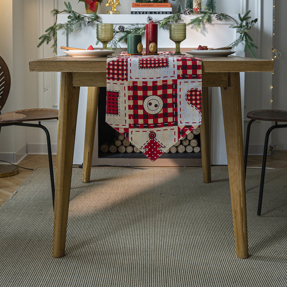 Christmas Table Runner in Festive Holiday Prints - Button
