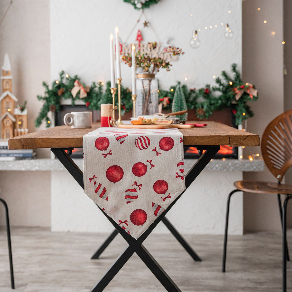 Christmas Table Runner in Festive Holiday Prints - Candy