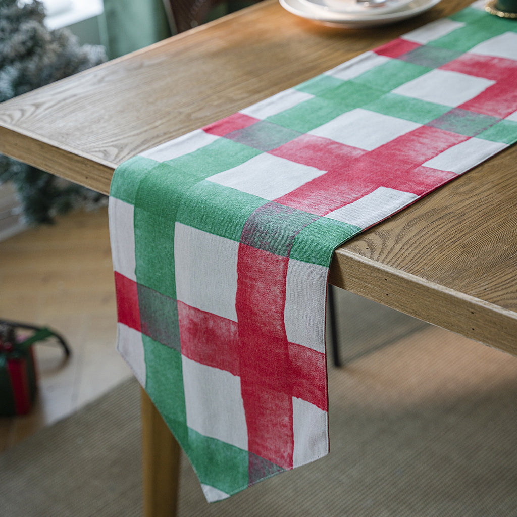 Christmas Table Runner in Festive Holiday Prints - Grid