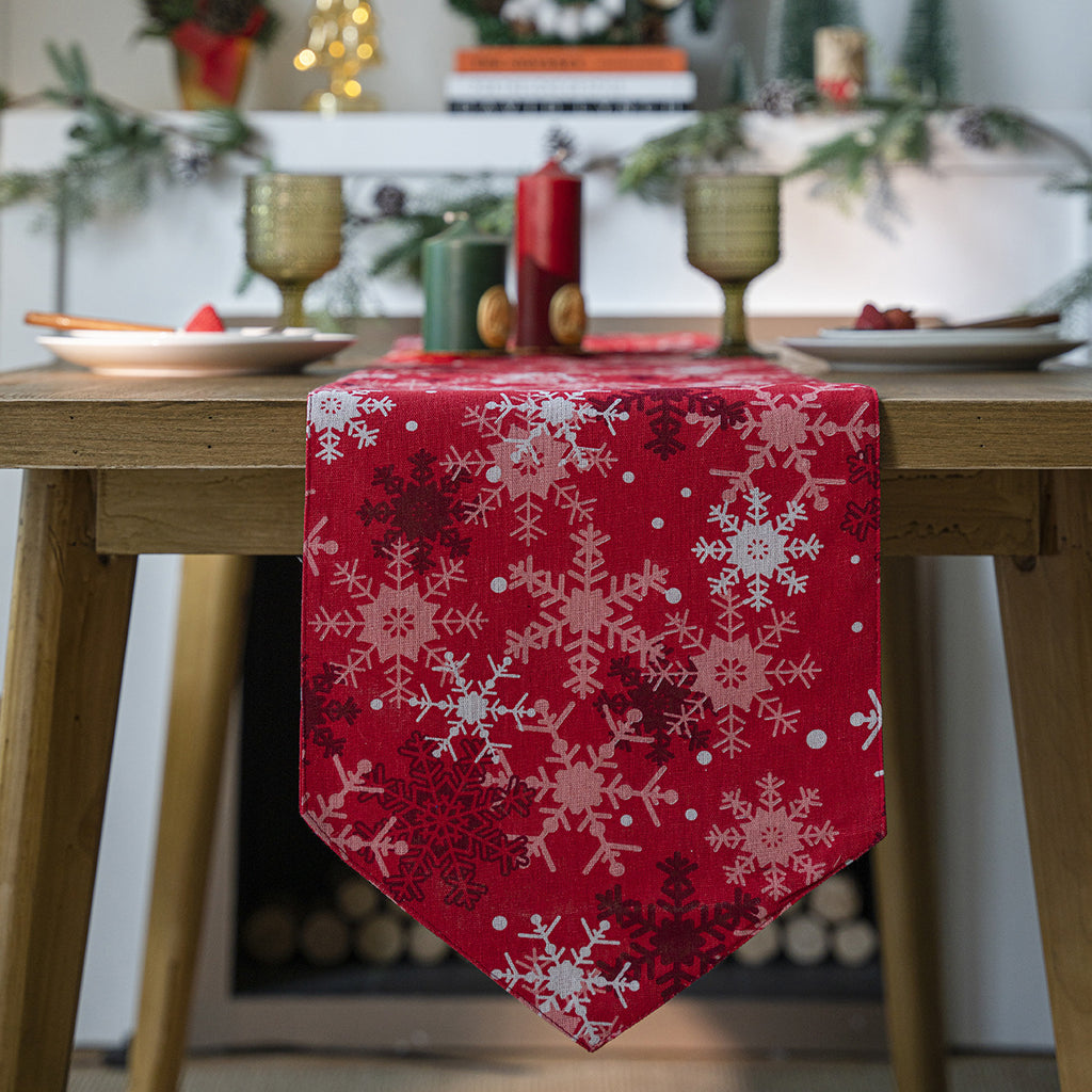 Christmas Table Runner in Festive Holiday Prints - Red