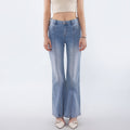 Light Wash Seam Front Flare Jeans - Blue
