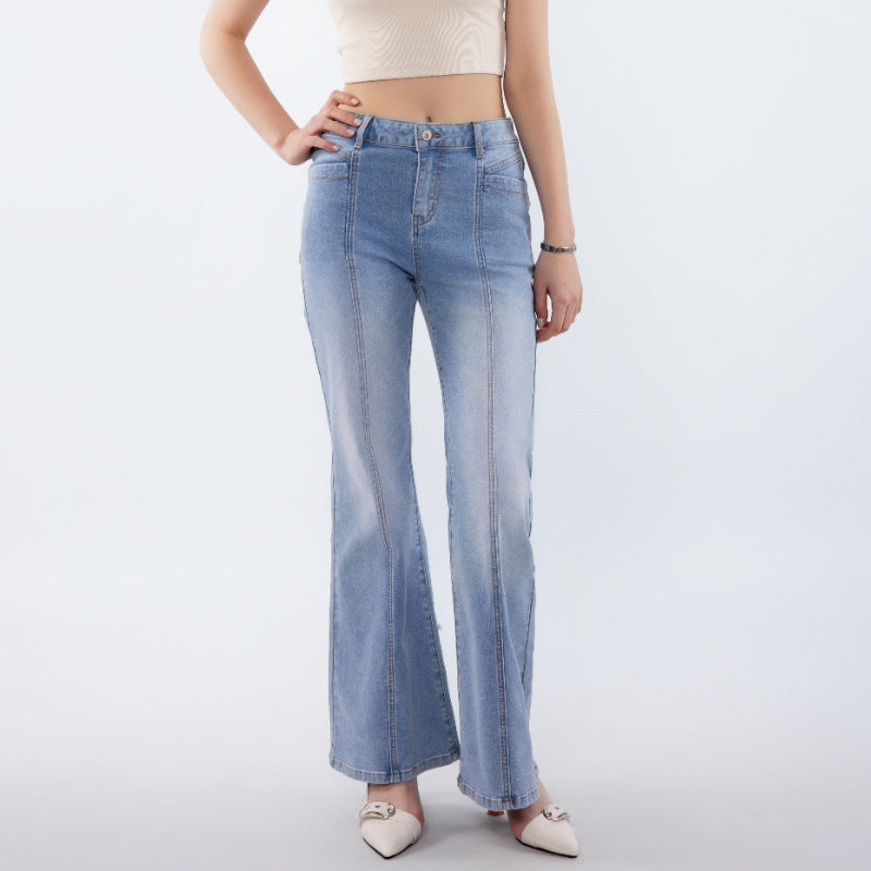 Light Wash Seam Front Flare Jeans