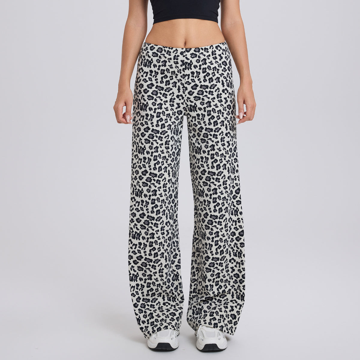Leopard Print Wide Leg Lounge Pants - White