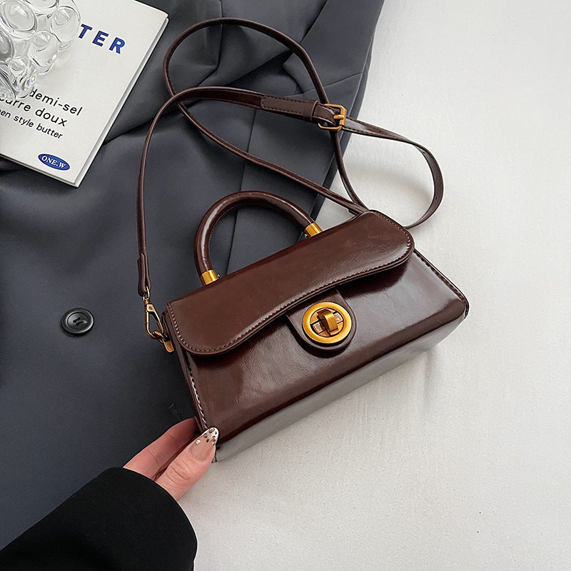 Turnlock Top Handle Bag With Scarf Charm - Coffee_2