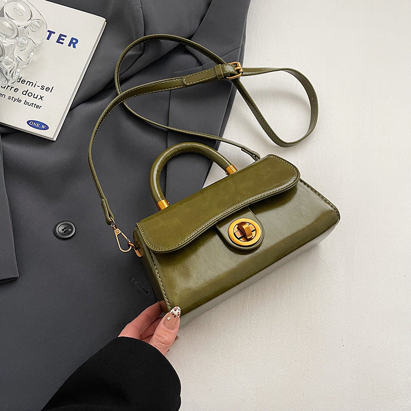 Turnlock Top Handle Bag With Scarf Charm - Green_2