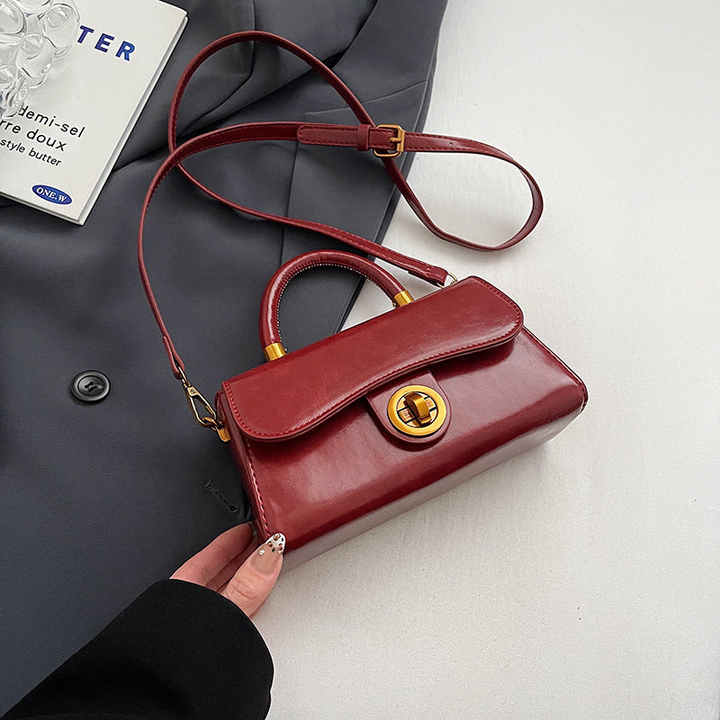 Turnlock Top Handle Bag With Scarf Charm - Red_2