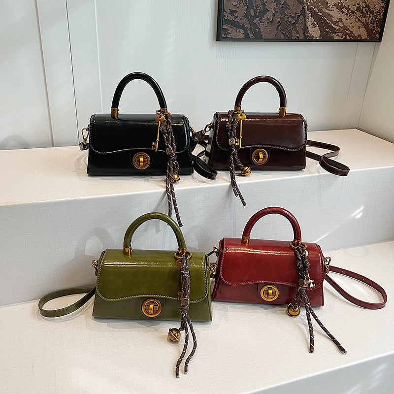 Turnlock Top Handle Bag With Scarf Charm