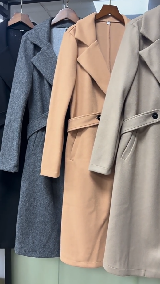 Notch Lapel Belted Longline Overcoat - Camel - 1