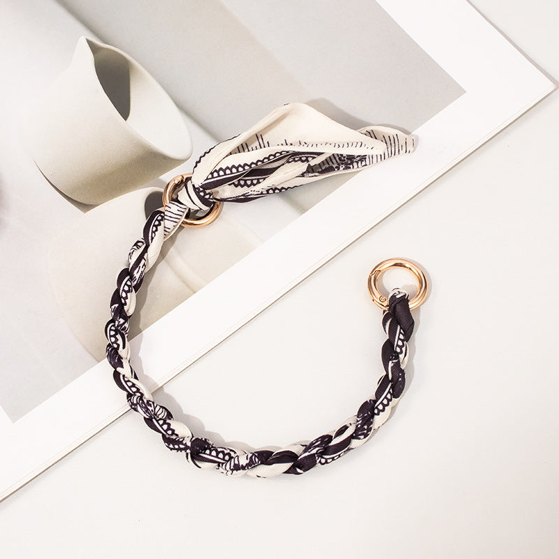 Printed Scarf Woven Short Bag Strap - C8