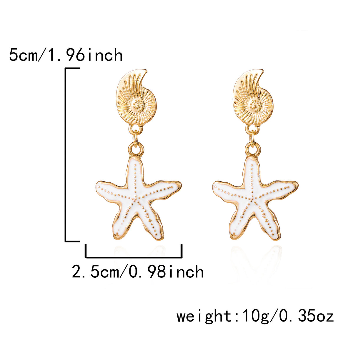 Asymmetric Shell Conch Pearl Drop Earrings - Starfish