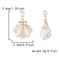 Asymmetric Shell Conch Pearl Drop Earrings - White