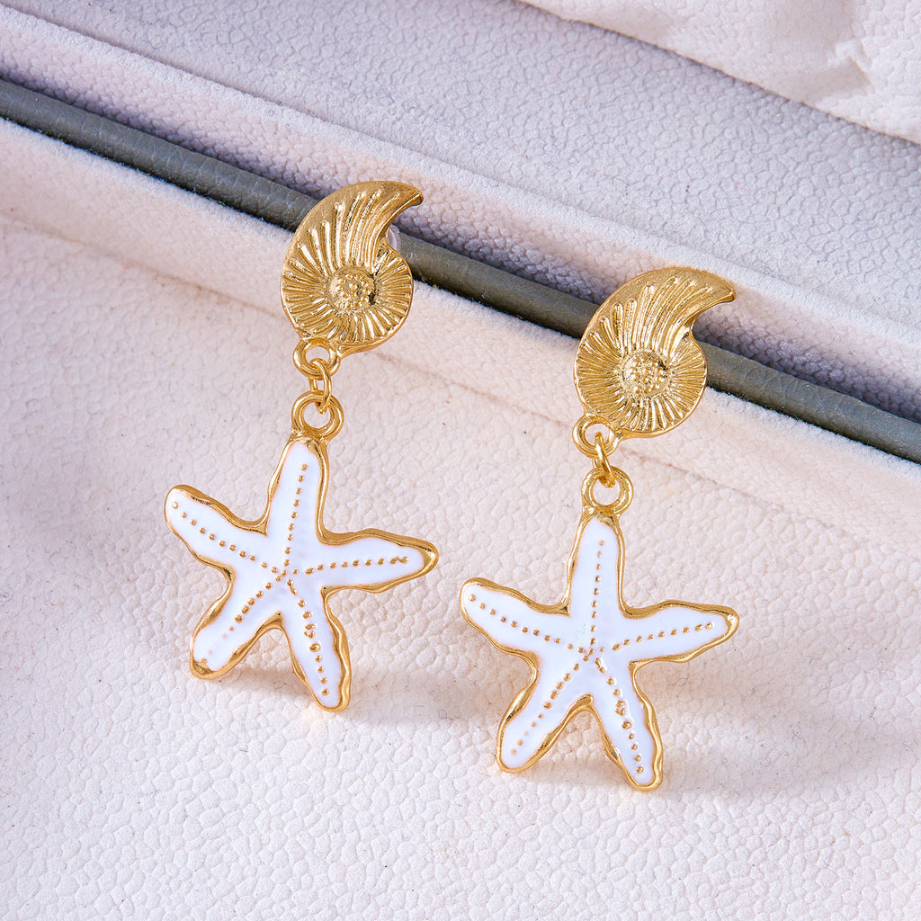 Asymmetric Shell Conch Pearl Drop Earrings - view 4