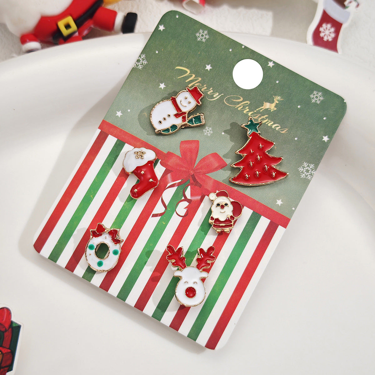 Carded Mini Holiday Pin Brooch Set - Elk