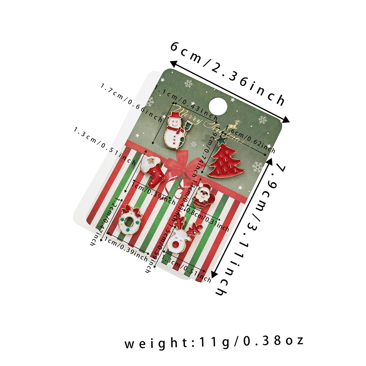 Carded Mini Holiday Pin Brooch Set - Elk - 1