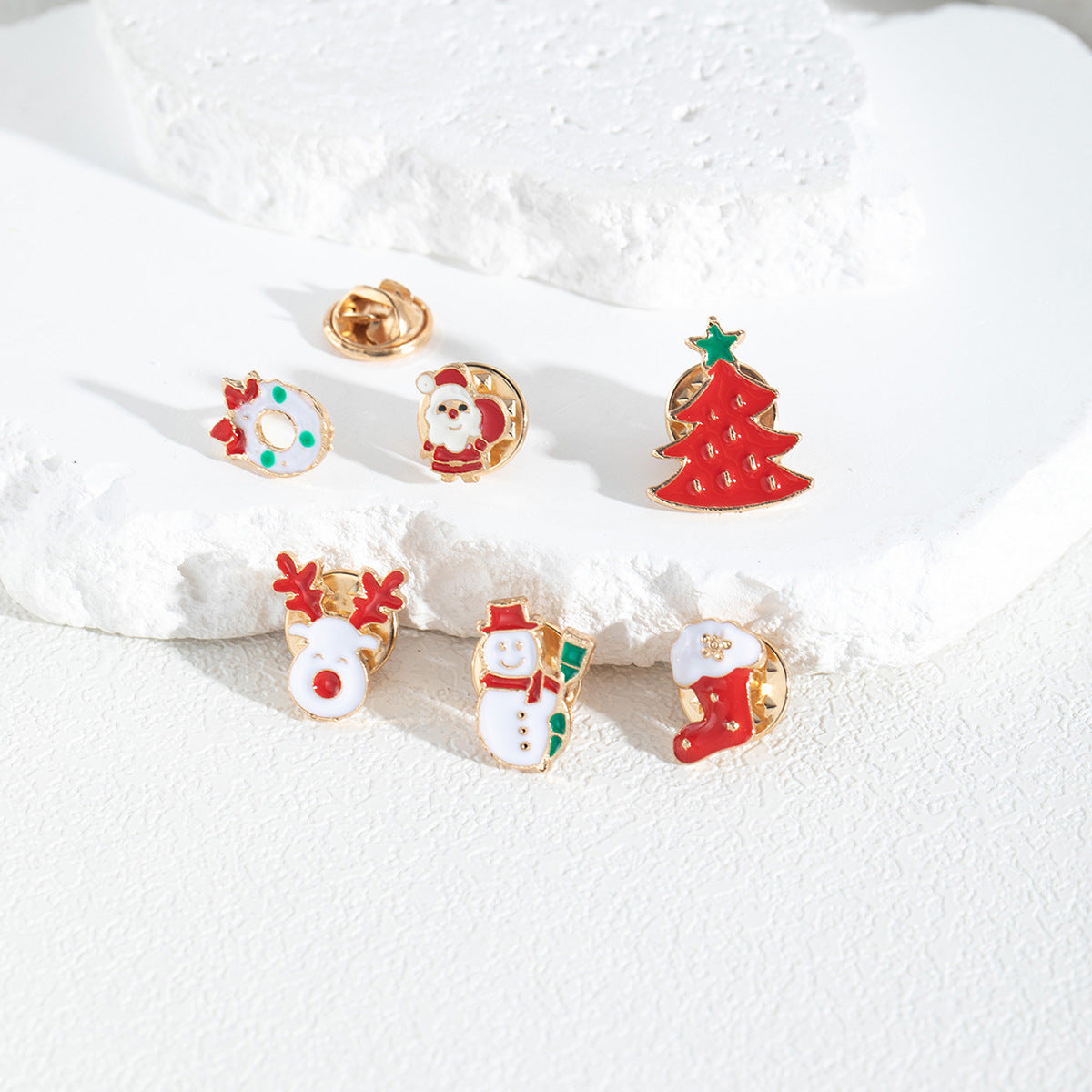 Carded Mini Holiday Pin Brooch Set - Elk - 2