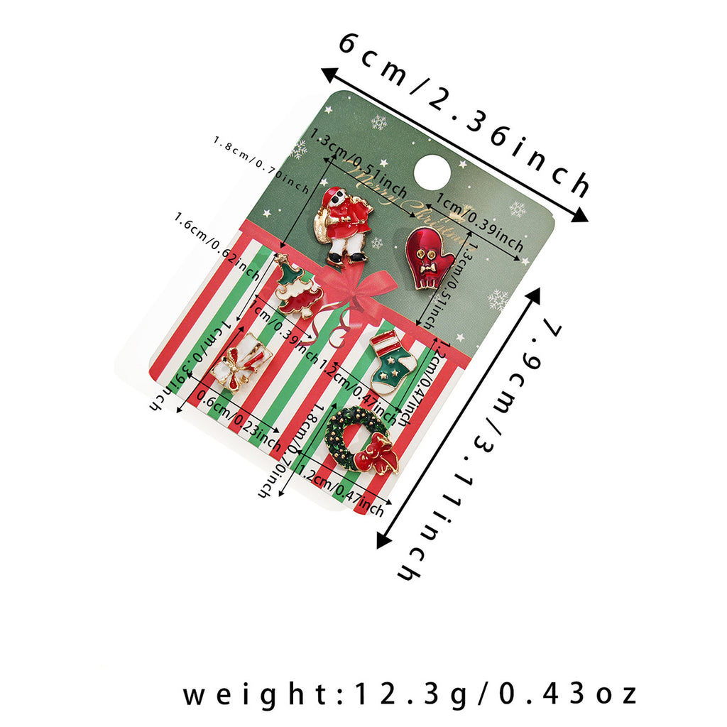 Carded Mini Holiday Pin Brooch Set - Santa - 1