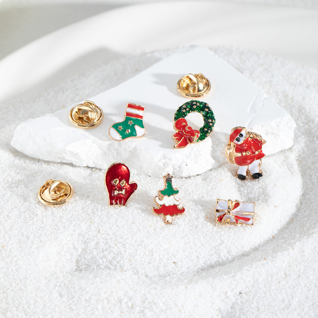 Carded Mini Holiday Pin Brooch Set - Santa - 2