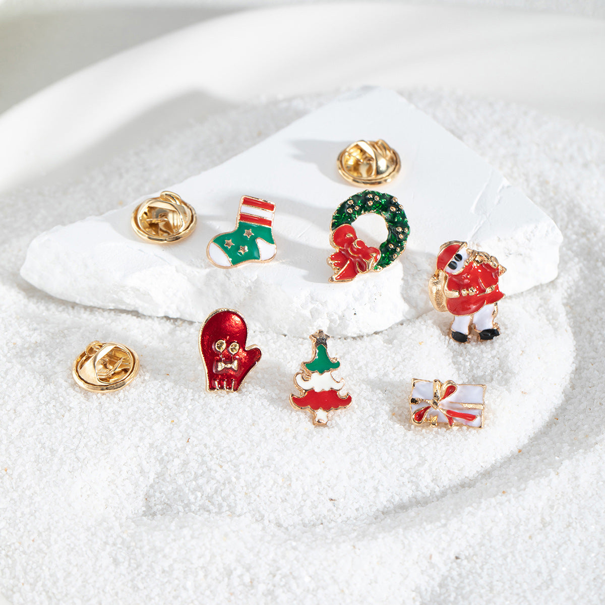 Carded Mini Holiday Pin Brooch Set - Santa - 2