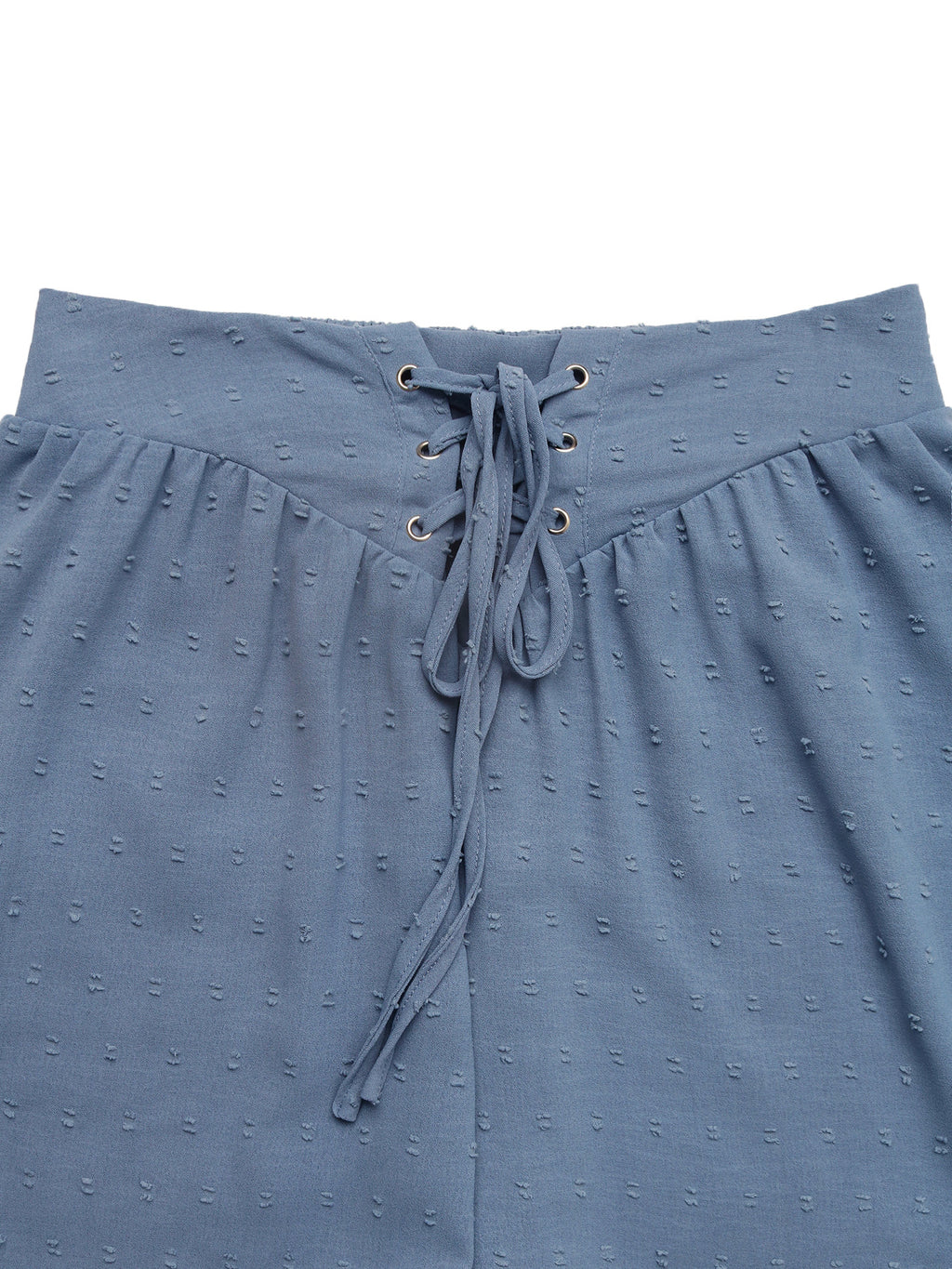 Swiss Dot Drawstring Flowy Shorts - Blue - 3