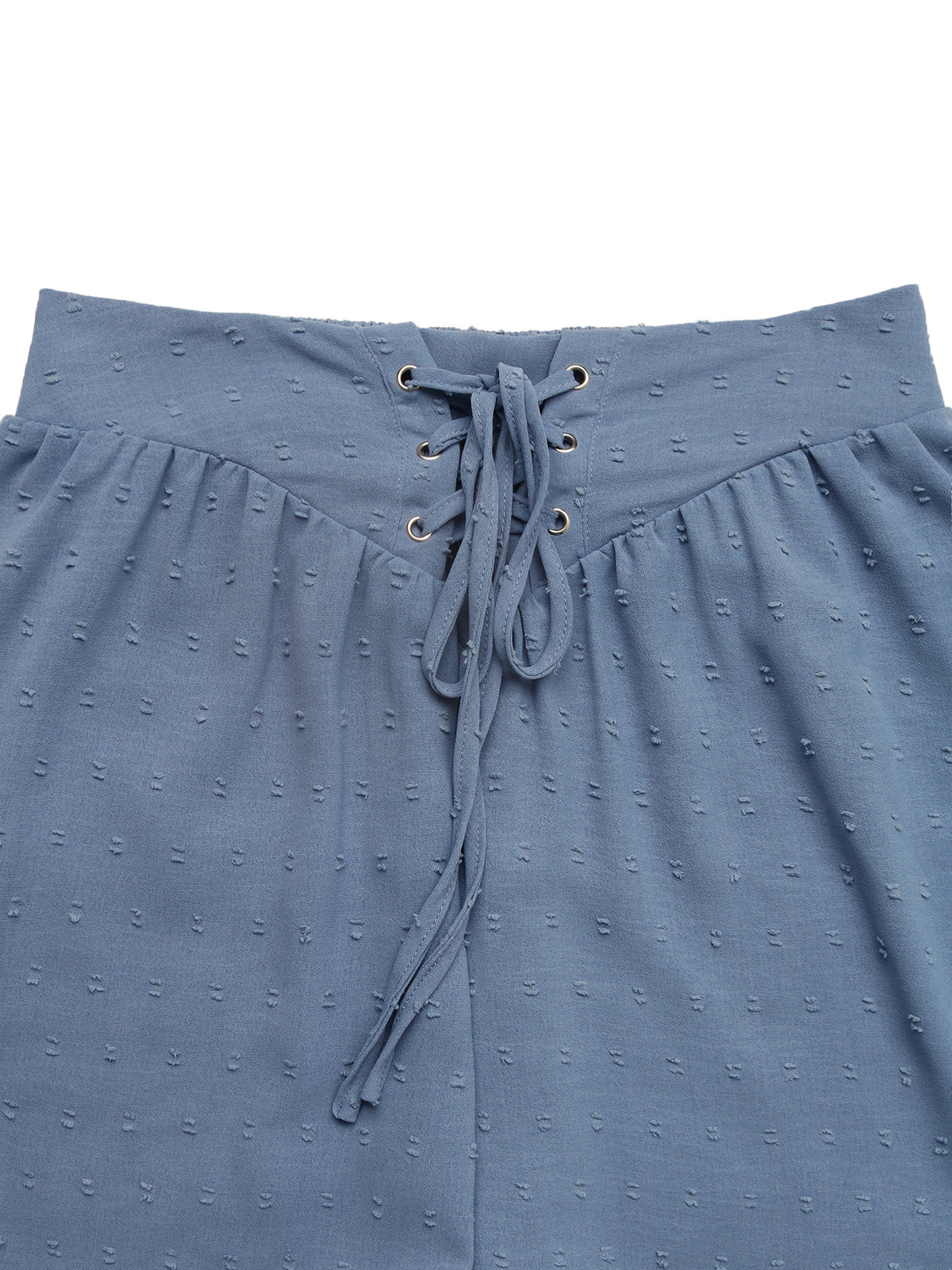 Swiss Dot Drawstring Flowy Shorts - Blue - 3