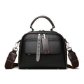 Vintage Double Zip Satchel with Wide Strap - Black