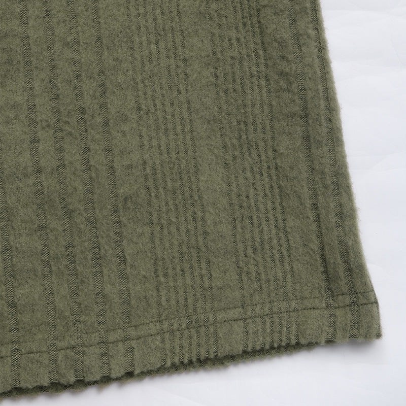 Ribbed Knit Quarter Zip Belted Mini Dress - Green - 8