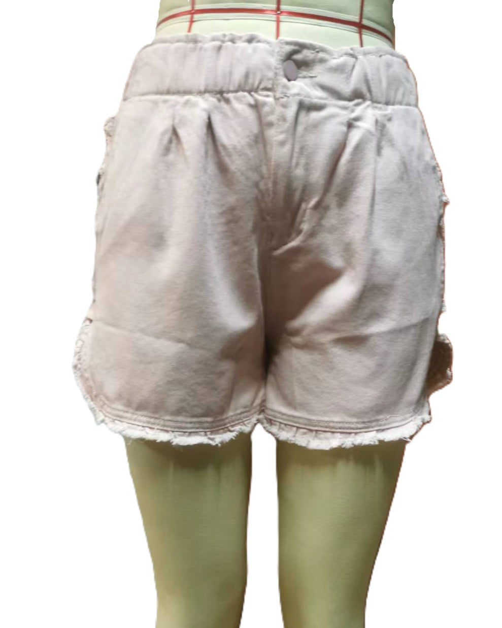 Slouchy Frayed Curved Hem Denim Shorts - Pink
