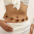 Vintage Heart Charm Waist Chain Belt - Gold
