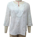 Eyelet Embroidered Bell Sleeve Blouse - White
