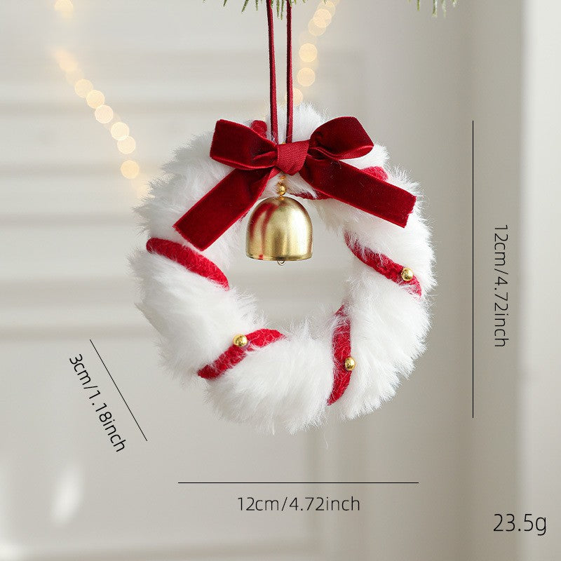 Mini Fuzzy Wreath Christmas Tree Hanging Ornament - White