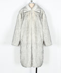Wide Collar Extra Long Faux Fur Coat - White