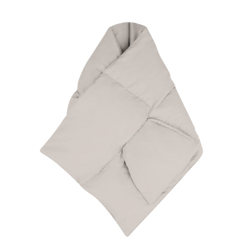 Oversized Quilted Puffer Wrap Scarf - Beige