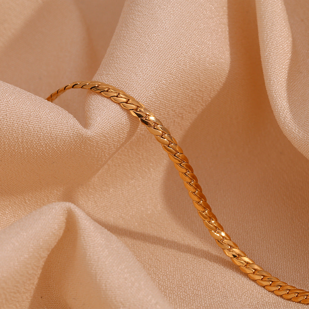 Flat Curb Chain Layering Bracelet - Gold - 3