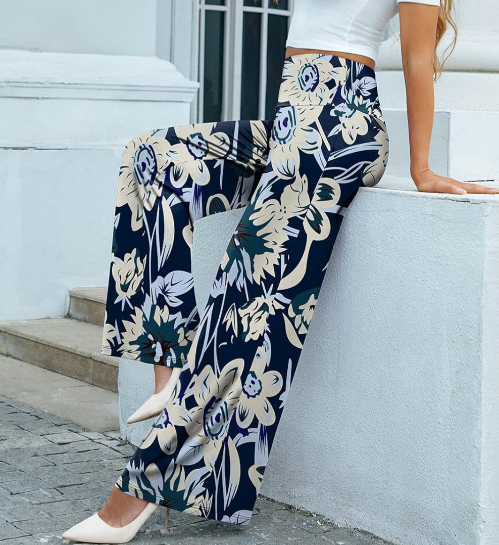 High Waist Wide Leg Palazzo Pants - Begie - 2