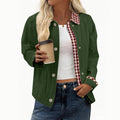 Gingham Contrast Collar Cropped Jacket - Green