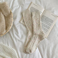 Speckled Twist Rib Thick Cozy Socks - White