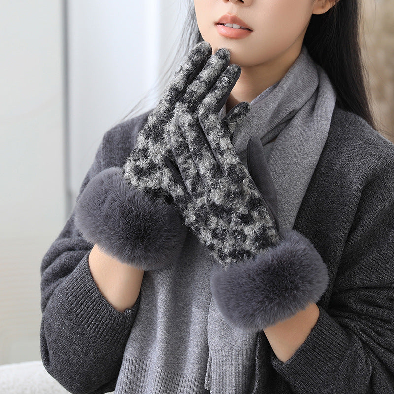 Leopard Print Gloves With Faux Fur Cuff - Fur_G