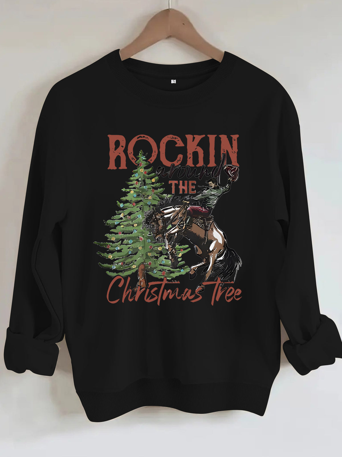 Western Rodeo Christmas Graphic Sweatshirt - Black