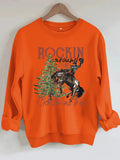 Western Rodeo Christmas Graphic Sweatshirt - Orange