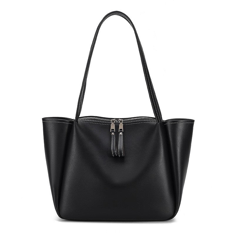Minimalist Zip Top Faux Leather Tote Bag