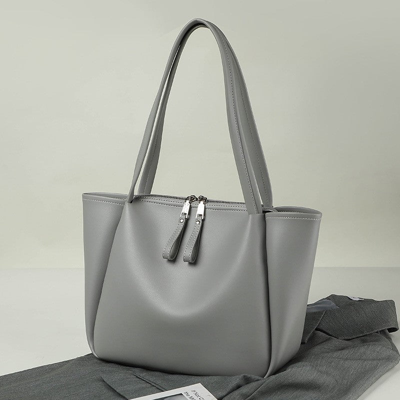 Minimalist Zip Top Faux Leather Tote Bag