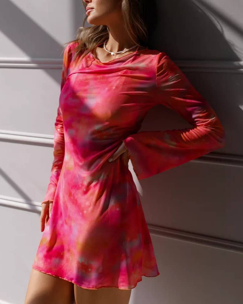 Sheer Mesh Ruffle Hem Beach Cover Up