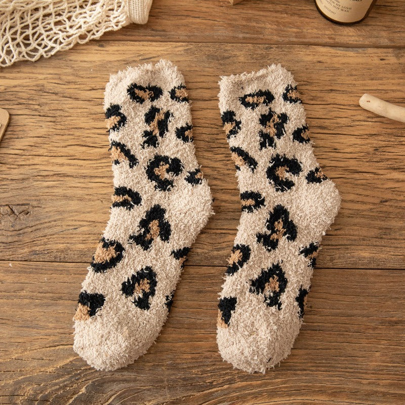 Fuzzy Animal Spot Crew Socks - Coffee - 1