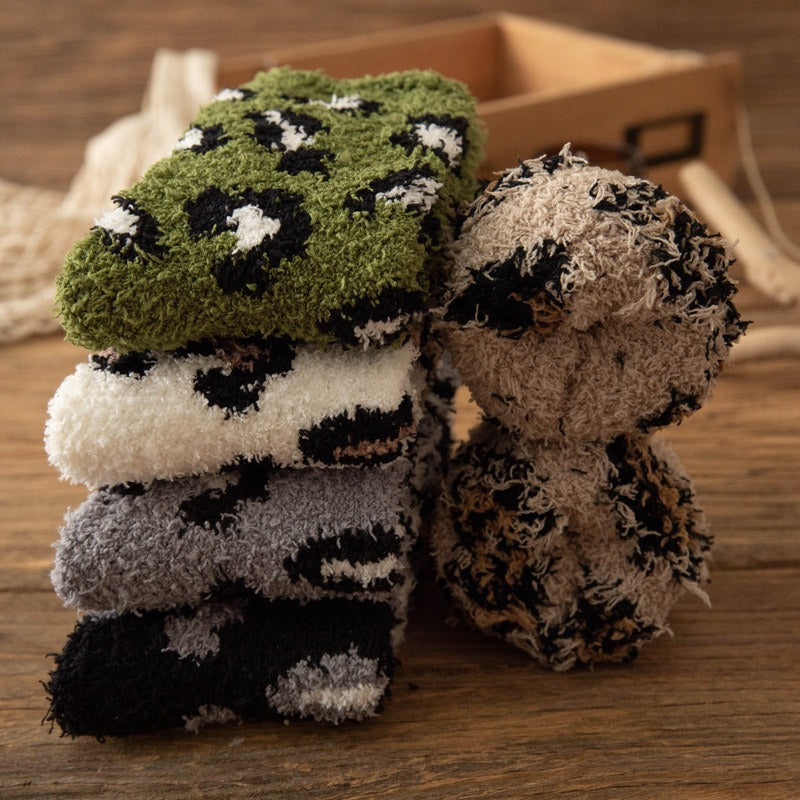 Fuzzy Animal Spot Crew Socks - Coffee - 2