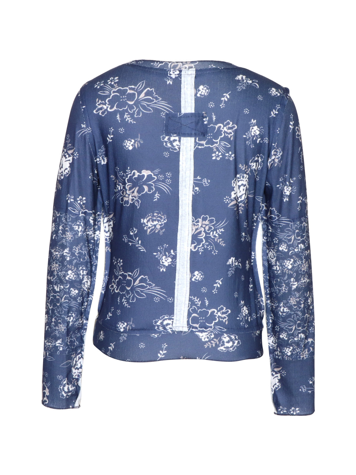 Ditsy Bloom Print Long Sleeve T-Shirt - Blue - 1