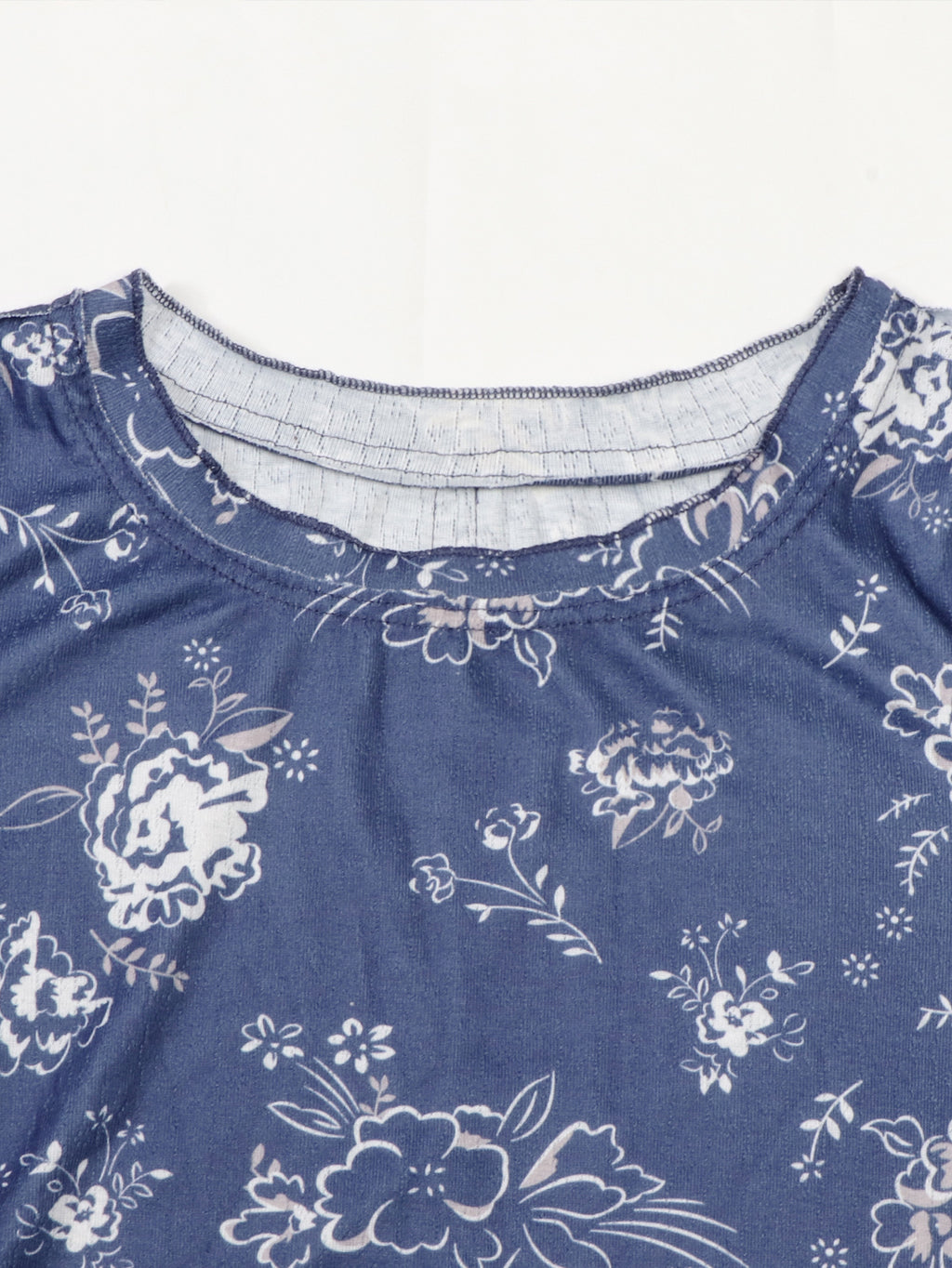 Ditsy Bloom Print Long Sleeve T-Shirt - Blue - 2